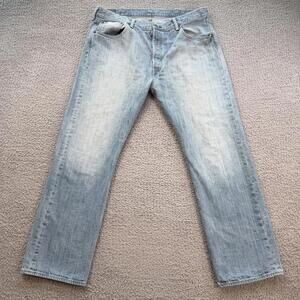 Levis 514 Straight Leg Jeans Light Wash Faded Distressed Mens 38x30